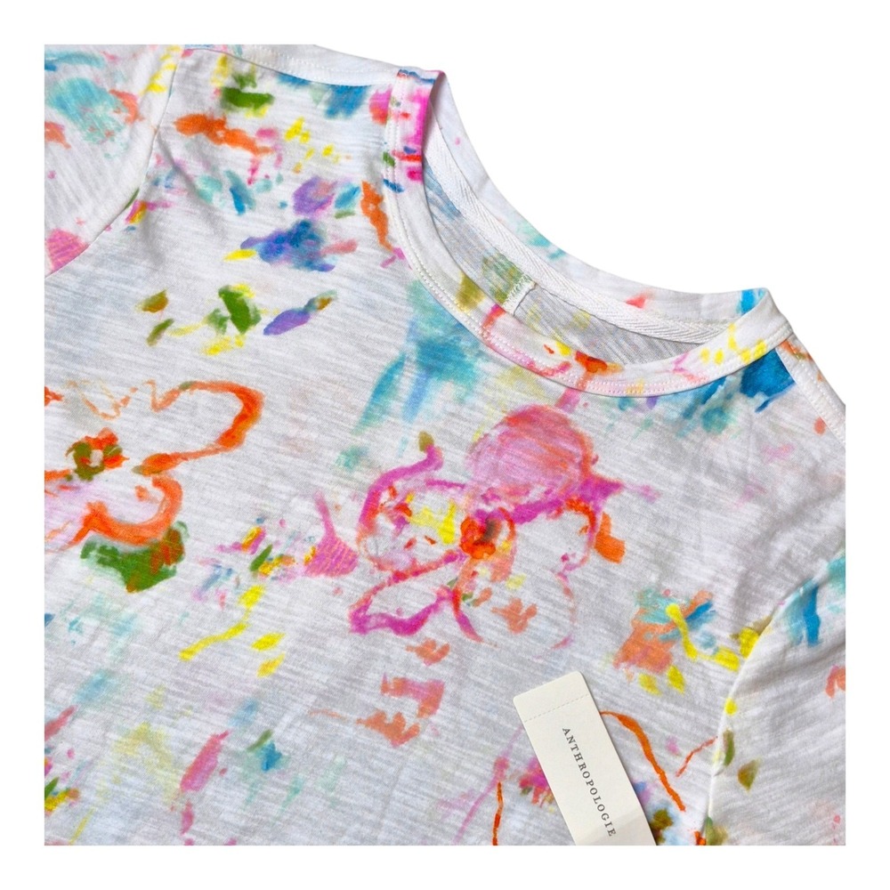 Anthropologie Women's XS Pilcro The Bennie Cotton Slub Tee Floral Print NWT